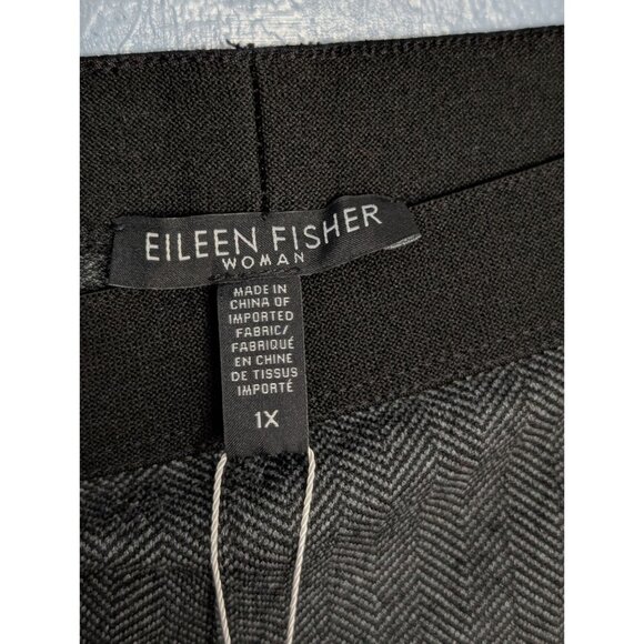 Nwt Eileen Fisher Charcoal Gray Herringbone Tweed Leggings 1X Polyester Stretch - Picture 4 of 15